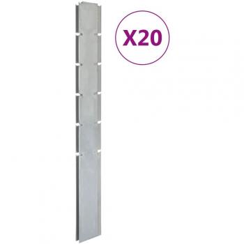 Postes de valla de jardín 20 piezas acero galvanizado plata 160 cm
