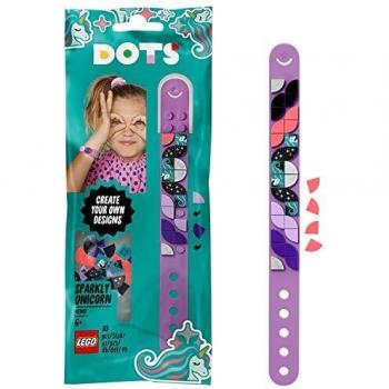 LEGO DOTS - Pulsera unicornio estelar, pulsera de juguete creativa, juego para diseñar pulseras, recomendado a partir de 6 años, brazalete color morado con piezas decorativas