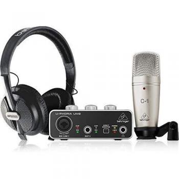 Behringer U-PHORIA STUDIO Paquete completo de grabación/podcasting con interfaz de audio USB, micrófono de condensador, auriculares de estudio y más