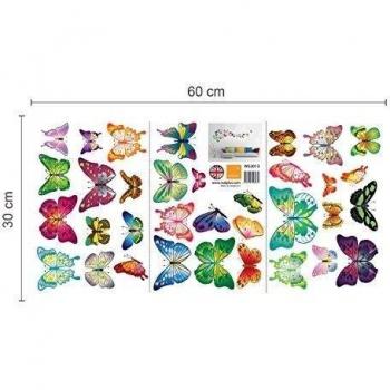 Walplus WS9015/ XY8040 Paquete combo de flores coloridas más WS3013, adhesivo mural con mariposas, multicolor