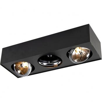Foco de diseño cuadrado negro 3 luces Kaya QAZQA 46 x 16 x 9.5 cm