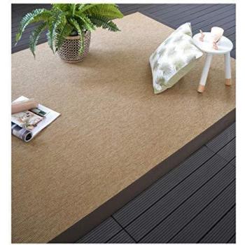 Alfombra interior/exterior Mahé natural con trenza marrón - 200 x 290 cm