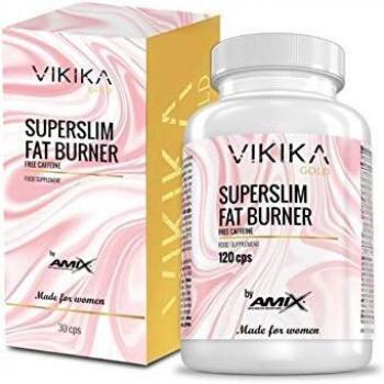 AMIX - Quemador de Grasa - Vikika Gold Superslim Fat Burner - 120 Cápsulas - Contiene L-Carnitina - Reduce la Acumulación de Grasa - Ayuda a Perder Peso - Lipotrópico con Garcinia Cambogia