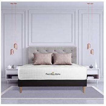 Base tapizada negra con colchón de espuma viscoelástica 140 x 200 cm - Modelo Buckingham - Altura: 30 cm