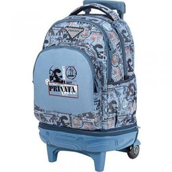 Sportandem Mochila Colegio Privata Navy | Mochila Escolar con Ruedas, Mochila con Carrito Desmontable, Cremallera Metalica Gruesa y Bolsillo Organizador Interno - Medidas 34,5 x 44,5 x 23 cm