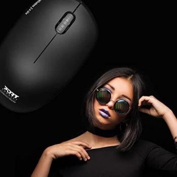 Ratón inalámbrico óptico 2.4GHz 1600DPI negro con dongle USB-A, ambidextro y compacto - Port Designs PORT Connect Collection