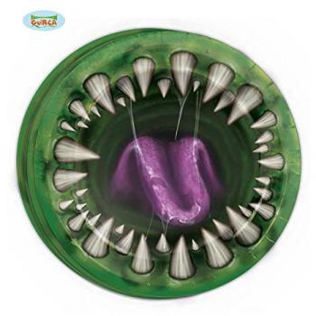 Bolsa 8 platos 23 cms. Halloween boca con dientes