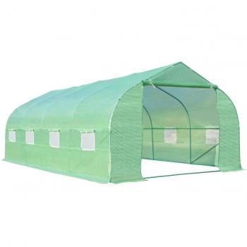 Invernadero de Jardín 600x300x200 cm Tipo Túnel para Cultivo Plantas Verduras con 8 Ventanas Transpirables y Puerta Enrollable