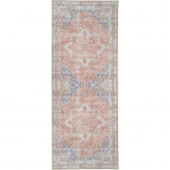 Alfombra de entrada vintage 80x200 cm en poliéster naranja y azul House Nordic Habana
