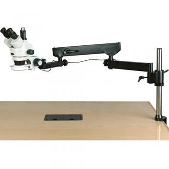 AmScope SM-8T-144S 7X-45X trinocular articulado Brazo Pilar Clamp 144-LED zoom microscopio est-reo
