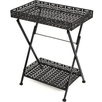 vidaXL Folding Tea Table Vintage Style Metal 58x35x72 cm Black