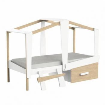 Cama Infantil Juvenil Cabane con Cajón Incluido Color Roble y Blanco Mate 90x200 CM