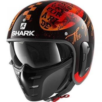 Shark Casco de moto S-DRAK 2 TRIPP IN KOO, Negro/Oroange, XS