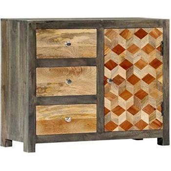 Solid Mango Wood Grey Side Cabinet 29.5x11.8x23.6