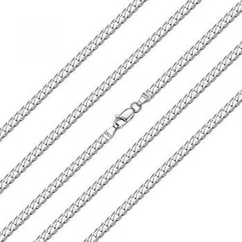 ChainsHouse 925 Silver Curb Link Chain Necklace for Men Women - 45cm Largo Personalizable Plata de Ley Collar de Cadena Cubana Hombres Mujeres Gratis Caja de Regalo