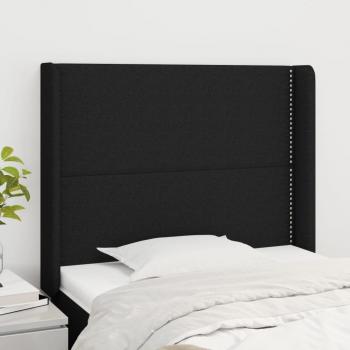 Cabecero con orejas de tela negro 93x16x118/128 cm VidaXL
