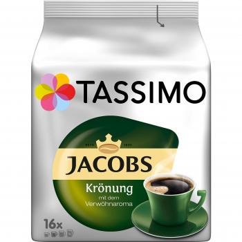 Tassimo Cápsulas de Café Jacobs Krönung, Café Molido de Tueste Natural, Certificado Rainforest Alliance, 5 x 16 T-Discs