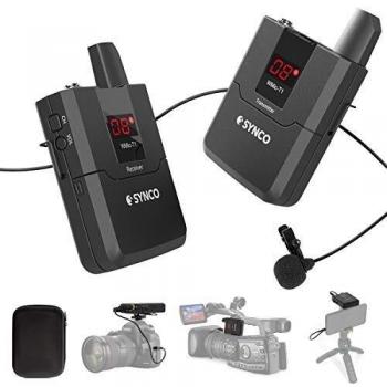 SYNCO WMic T1 UHF-Micrófono-Solapa-Inalámbrico-Sistema 16 Canales para DSLR Cámara, Videocámara y Smartphone, 50m Rango de Transmisión, Adecuado para Entrevista, Enseñanza, Presentación etc