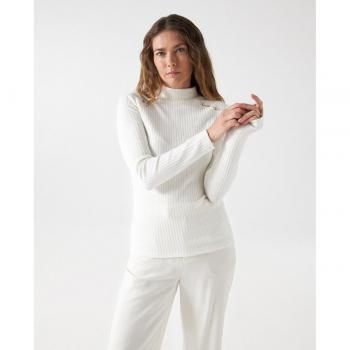 Salsa Jeans - Jersey de mujer en punto canalé de manga larga con aplicaciones metálicas