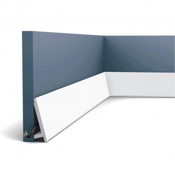 Moldura Decorativa Diagonal LED SX179 - Orac, 9,7x2,9x200cm, Diseño Moderno en Polímero Blanco