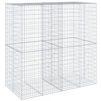 vidaXL Gabion Basket with Cover 200x100x200 cm Galvanised Iron