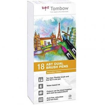 Set De 18 Rotuladores Dual Brush Colores Secundarios Tombow