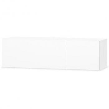 Mueble de TV suspendido en madera contrachapada blanca brillante, 120 x 34 x 40 cm, con 2 compartimentos