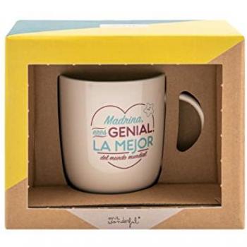 Taza Madrina Eres Genial, la Mejor del Mundo Mundial, 18x11x15 Cms
