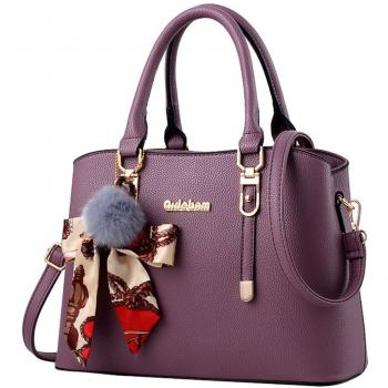 YAANCUN Mujeres Bolso De Cuero Para Mujer Tipo Casual A La Moda Maletín De Chica Señora Universidad Morado
