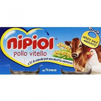 Nipiol Omogeneizado de Pollo y Vitello 2 x 80 g, 100% Carne Seleccionada