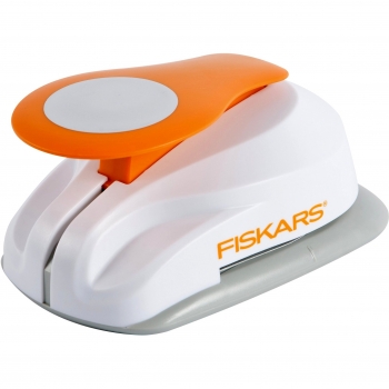 Fiskars Perforadora de Círculo, Ø 2.5 cm, Adecuada para Diestros y Zurdos, Fabricada en Acero de Calidad y Plástico, Color Blanco/Naranja, Modelo M