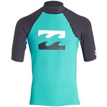 2017 Billabong Junior Team Wave Short Sleeve Rash Vest Aqua C4KY10 Age / Size - 14 Years