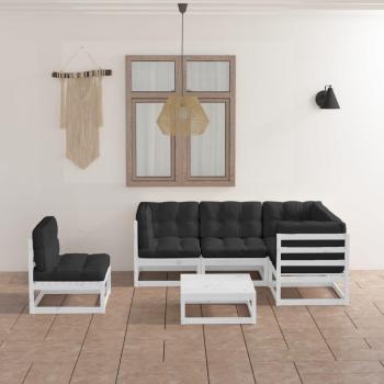 6-Piece Solid Pine Garden Lounge Set with Cushions