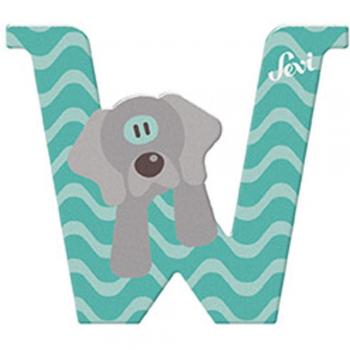Letra de Madera W - Weimaraner (10 cm, Multicolor, Educativo, para Niños)