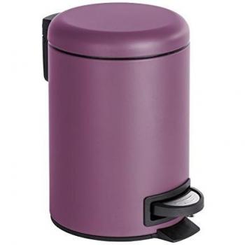 Wenko Leman Cubo con Pedal para Cosmética 3 L, Acero, Lila, 22.5x17x25 cm