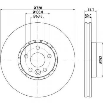 Disco de freno HELLA PRO de alto carbono 8DD 355 129-141, recubierto, exteriormente ventilado, diámetro 328mm, grosor 30mm para VOLVO XC60 I