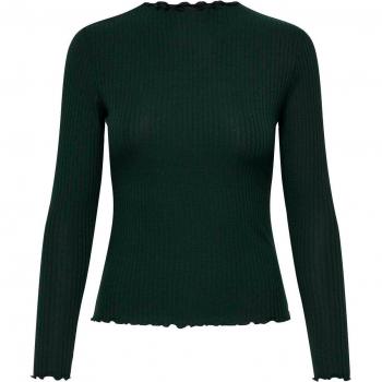 Camiseta de Manga Larga de Cuello Alto para Mujer Only Emma Negra