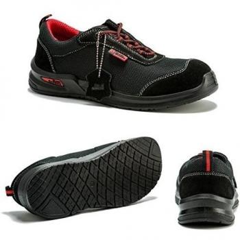 Zapatillas Deportivas de Seguridad para Hombres Puntera S1P SRC Calzado de Trabajo Botines para senderistas Protección Entresuela 4482 Black Hammer