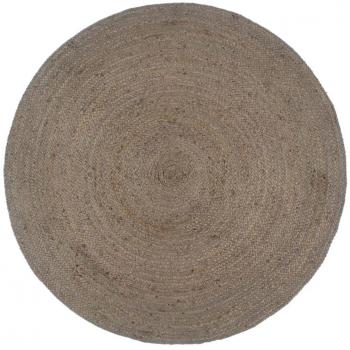 Alfombra de yute tejida a mano redonda 180 cm color gris oscuro y verde oliva para sala de estar, dormitorio y salón