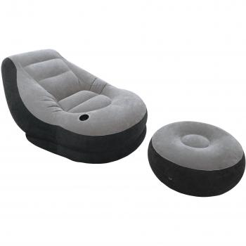 Intex - Sillón+reposapiés hinchables Intex 99x130x76 64x28 cm - gris - 68564NP