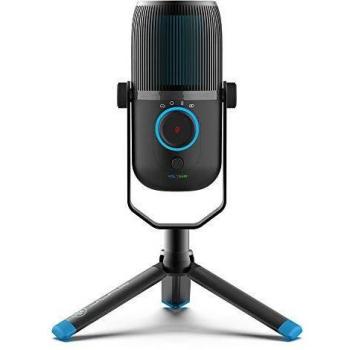 JLab Audio Talk Microfono Pc Plug and Play, Microfono USB con Control de Volumen y Silencio Rápido - Microfono Condensador para Skype, Youtuber, Pc Gaming y Grabación, Negro/Azul