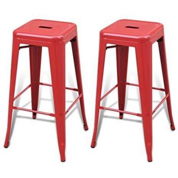 Silla de Bar Taburete de Bar Sillas Altas Cuadrada 2 Piezas Rojo