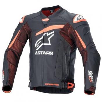 Alpinestars Chaqueta de Moto GP Plus R V4 Rideknit Negra Roja Flúor Blanca, tipo: chaqueta de cuero de moto perforada, características: diseño perforado para mayor ventilación, construcción en piel premium, protección