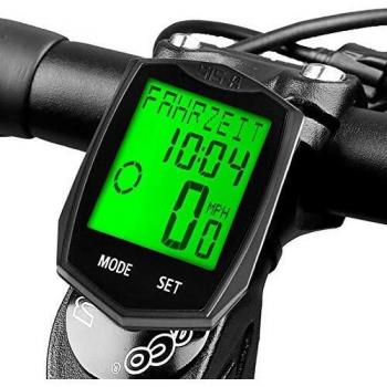 Velocímetro Bicicleta, DINOKA 23 functions Inalámbrico Cuentakilómetros para Bicicleta de Montaña Impermeable, 5 idiomas intercambiables para ciclismo Realtime Speed Track y distancia