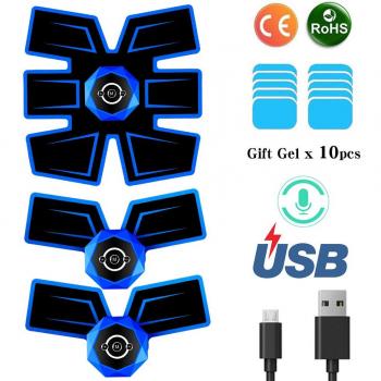 SCKAL Electroestimulador Muscular Abdominales, Cinturon Abdominal Electroestimulador con Transmisión de Voz Inteligente&USB, Abs Trainer con 10 Gel Pad para Abdomen/Cintura/Pierna/Brazo