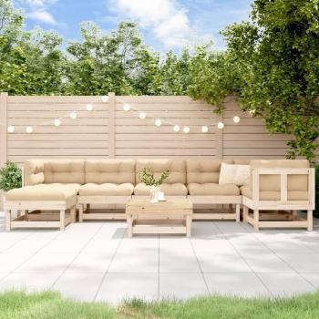 8-Piece Solid Wood Garden Lounge Set with Cushions