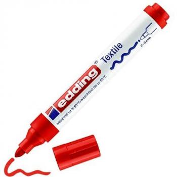 edding 4500 Textile Marker - Red - 1 Pen - Round Nib 2-3 mm - Permanent Fabric Markers for Drawing on Textiles, Wash-Resistant Up To 60 °C - Marker Pens for Fabric Lettering