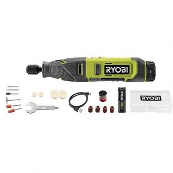 Herramienta Rotativa Multifuncional Inalámbrica Ryobi RRT4-120GA15 4V con Batería de 2Ah, Carga USB-C y 15 Accesorios