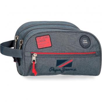 Neceser Kay doble compartimento adaptable gris Pepe Jeans