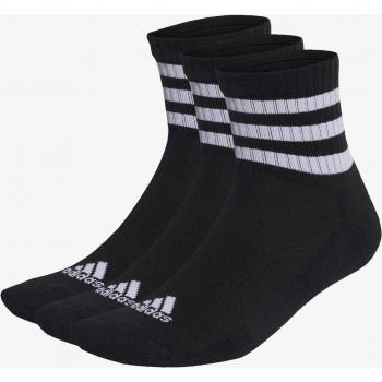 adidas 3 Stripes Cushioned Sportswear Socks, 3 Pairs, Unisex, Black/White, Size 6.5-8